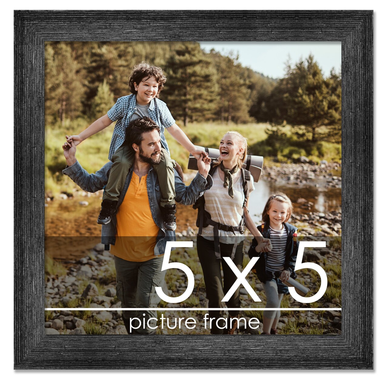 5x5 Wide Barnwood Picture Frame with UV-Resistant Acrylic & Acid Free Backing, Available in 6 Paint Finishes - Grey, Brown, White, and Black
